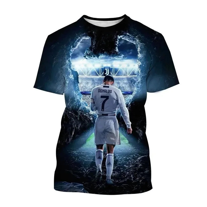 Ronaldo Summer Fashion New T-shirt Football Star Casual Crew Neck Men's 3D Printing Short-sleeved Hip-hop T-shirt
