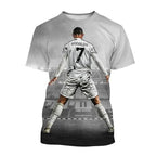 Ronaldo Summer Fashion New T-shirt Football Star Casual Crew Neck Men's 3D Printing Short-sleeved Hip-hop T-shirt