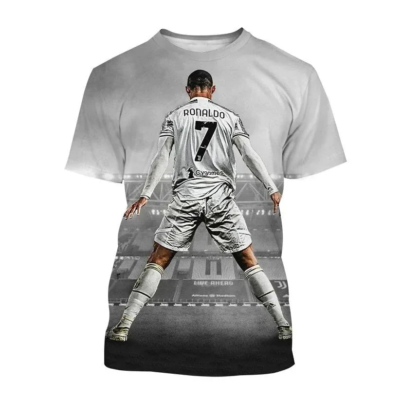Ronaldo Summer Fashion New T-shirt Football Star Casual Crew Neck Men's 3D Printing Short-sleeved Hip-hop T-shirt