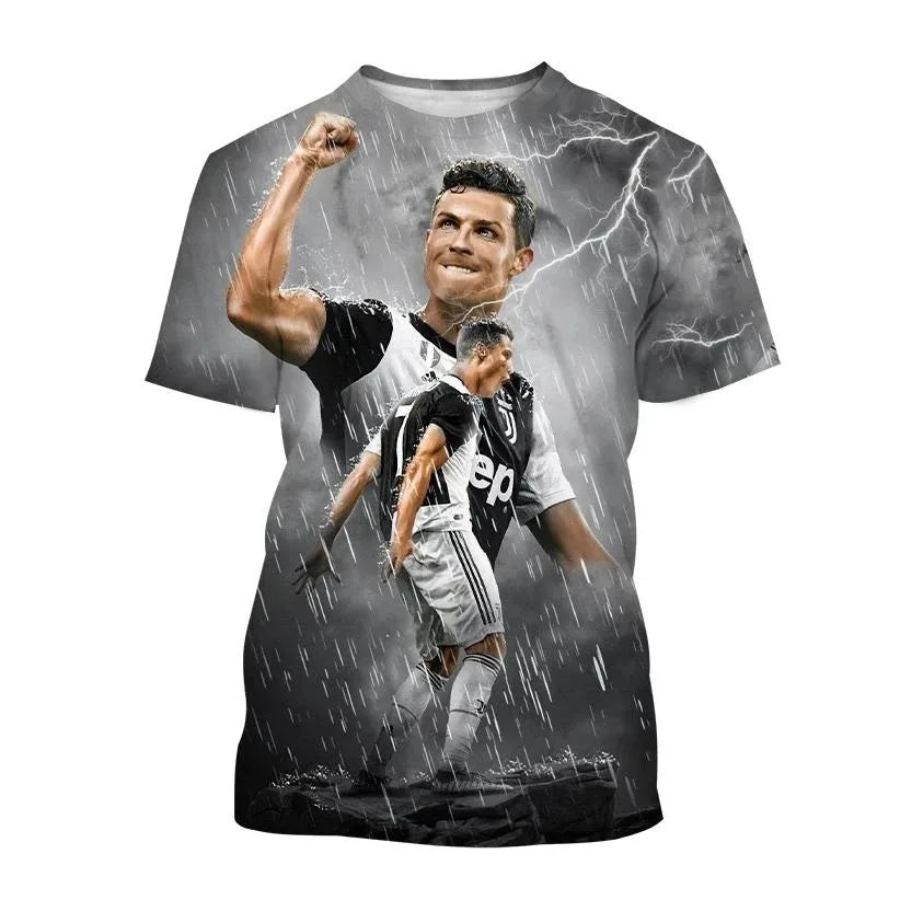 Ronaldo Summer Fashion New T-shirt Football Star Casual Crew Neck Men's 3D Printing Short-sleeved Hip-hop T-shirt