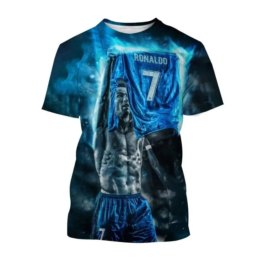 Ronaldo Summer Fashion New T-shirt Football Star Casual Crew Neck Men's 3D Printing Short-sleeved Hip-hop T-shirt